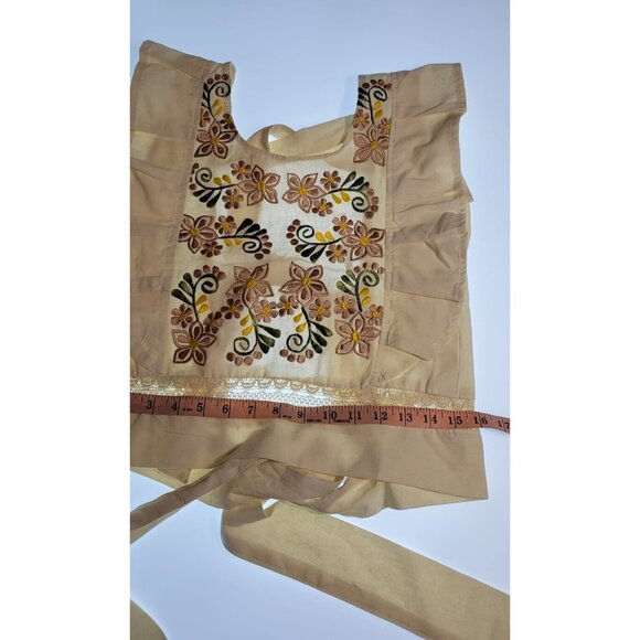 Embroidered Traditional Mexican Flutter Sleeve Lightweight Blouse Women's XS - Picture 3 of 10